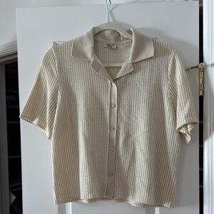 Line @ Moda Cream Short Sleeve Button-Up Shirt size small